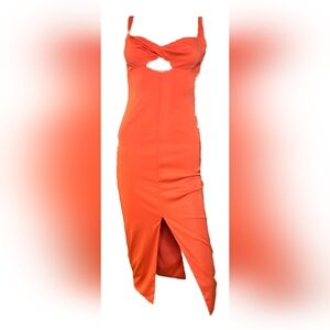 🧡 SIGNIFICANT OTHER Orange Cut-Out Scuba Dress, Size 10